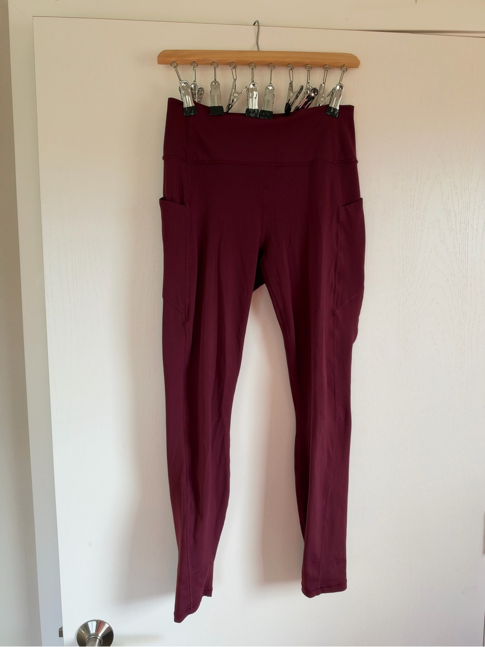 High-Waist Burgundy Fabletics Pocket Leggings